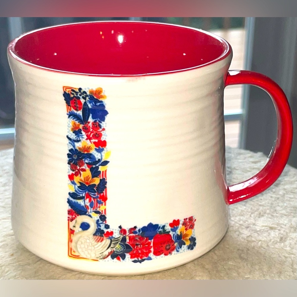 Brand New Nathalie Lete for Anthropologie Floral Monogram L Mug
